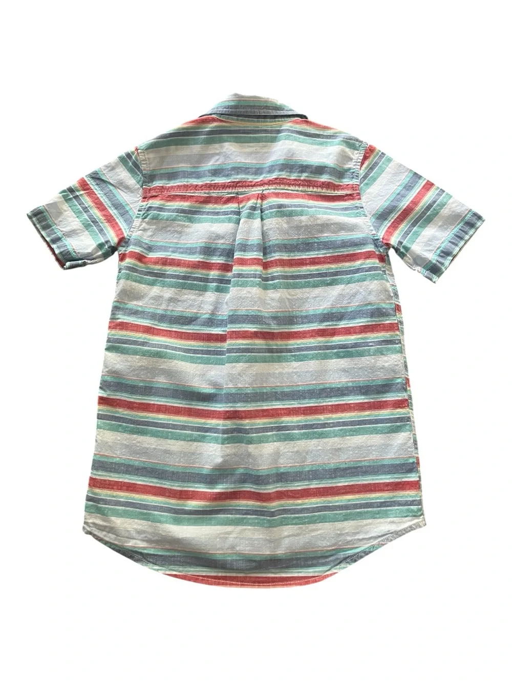 The Childrens Place Boys Short Sleeve Striped Button Down Shirt 10/12 Cotton L